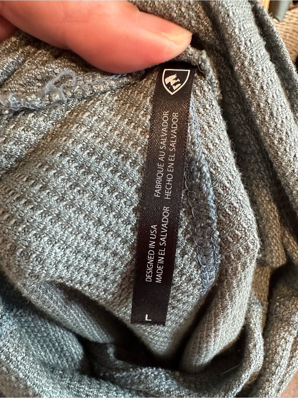 Kuhl Petra Waffle Knit Turtleneck Long Sleeve Grey/Green Top Size Large - Picture 4 of 6